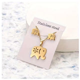 Collar y aretes juego elegante en acero inoxidable
