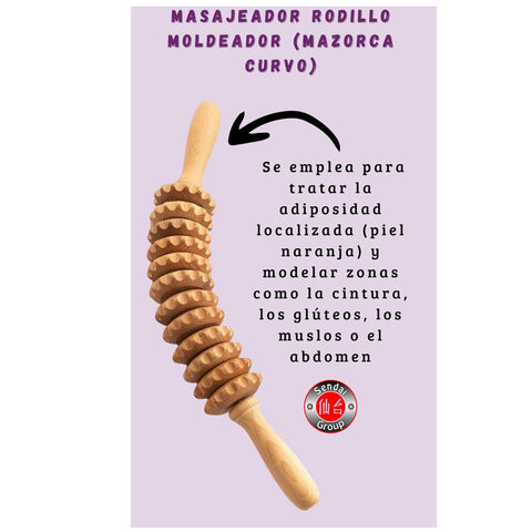 Masajeador Rodillo Curvo,  Columna, Cubos, mazorca Masajes Maderoterapia