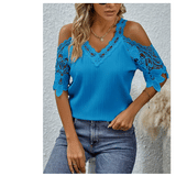 Blusa talla L mujer elegante hombros descubiertos cuello V