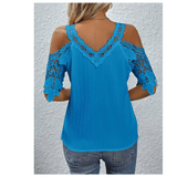 Blusa talla L mujer elegante hombros descubiertos cuello V