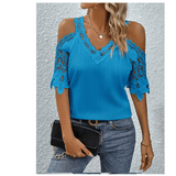 Blusa talla L mujer elegante hombros descubiertos cuello V