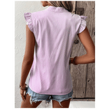 Blusa talla L rosada a rayas, cuello V Casual holgada