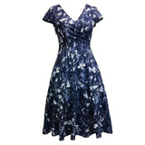 Vestido elegante talla L estampado floral cuello V