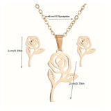 Collar y aretes juego elegante en acero inoxidable