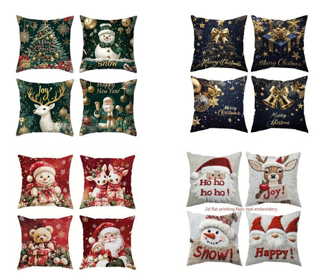 Cojines Fundas Navideñas x 4 (40cm x 40cm)  Diseños Exclusivos