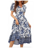 Vestido Elegante de Mujer XL con Cuello en V Estampado