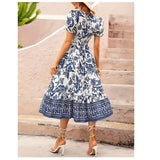 Vestido Elegante de Mujer XL con Cuello en V Estampado