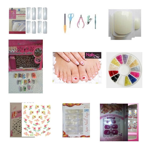 Uñas kit uñas Postizas + Plantillas + Kit Manicure Y Otros